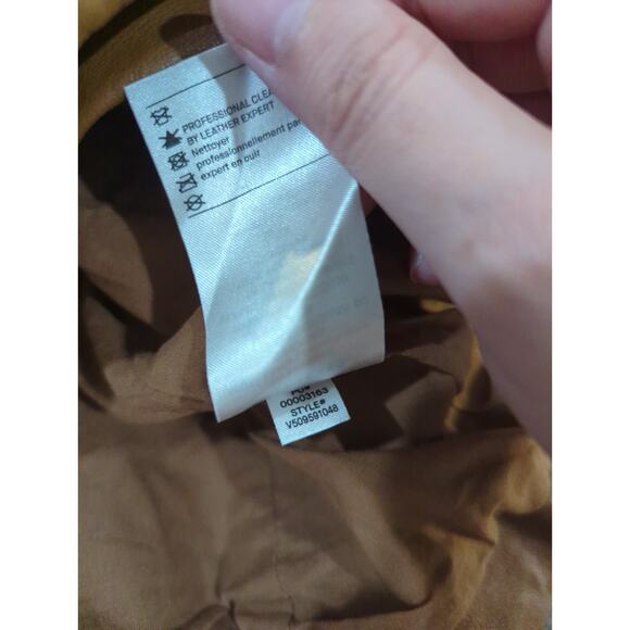 VINCE Zip Cross Front Walnut Leather Jacket - Picture 6 of 9